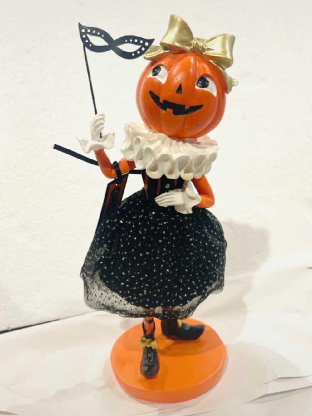 Ghoulish Pumpkin Lady Masquerade Halloween Figurine